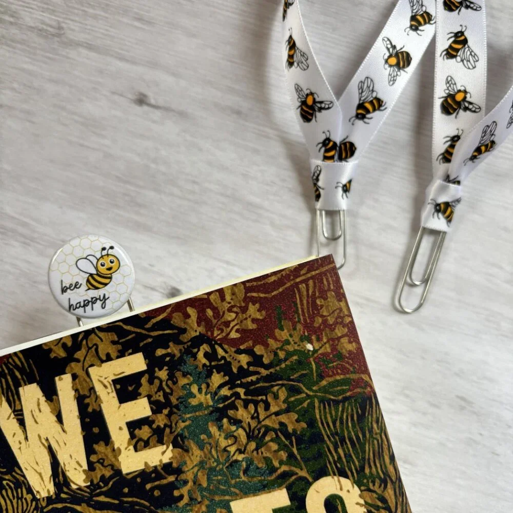 Bee Happy Jumbo Planner Clip Set - Cute Bee Ribbon Paperclips for Planners, Jour